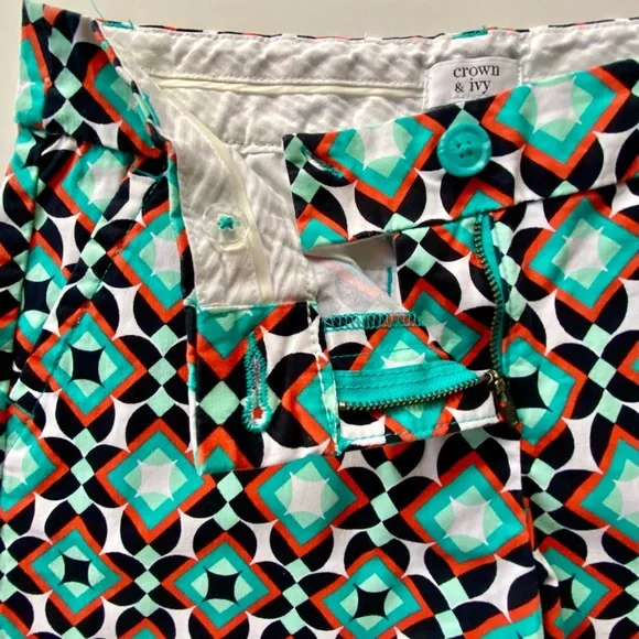 Crown & Ivy, Cotton-Blend Chino Shorts, Multicolored Chino Shorts Sz 2 - Picture 5 of 8